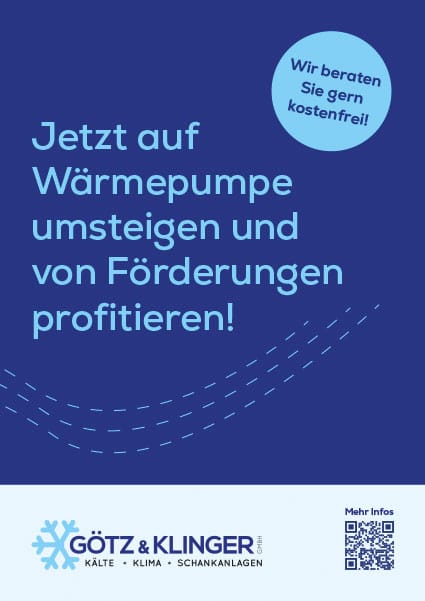 Flyer zum Thema Wärmepumpe der Firma Götz & Klinger