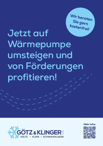 Flyer zum Thema Wärmepumpe der Firma Götz & Klinger